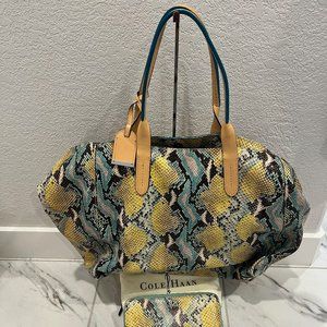 Cole Haan Crosby Leather Poolside Snake Crossbody Bag Brown Strap and Wallet